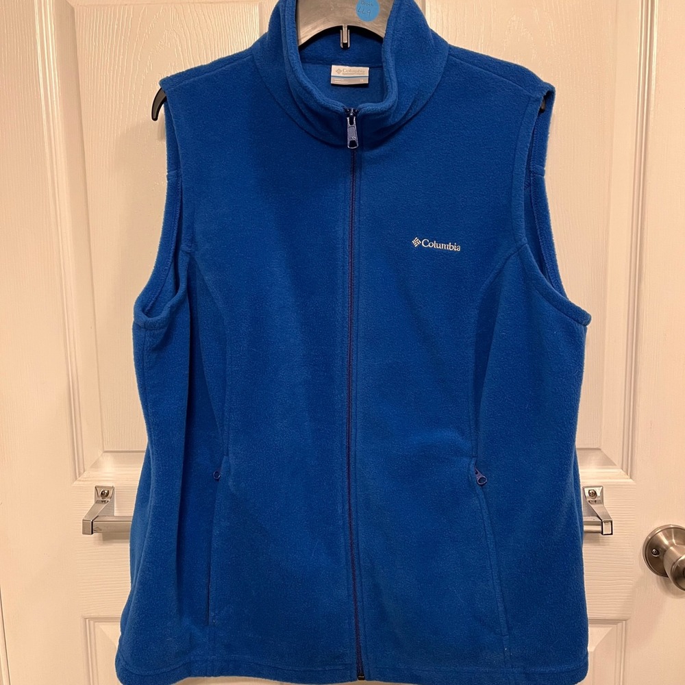 Columbia Womens Benton Springs Full Zip Fleece Vest Royal Blue Plus Size 1X